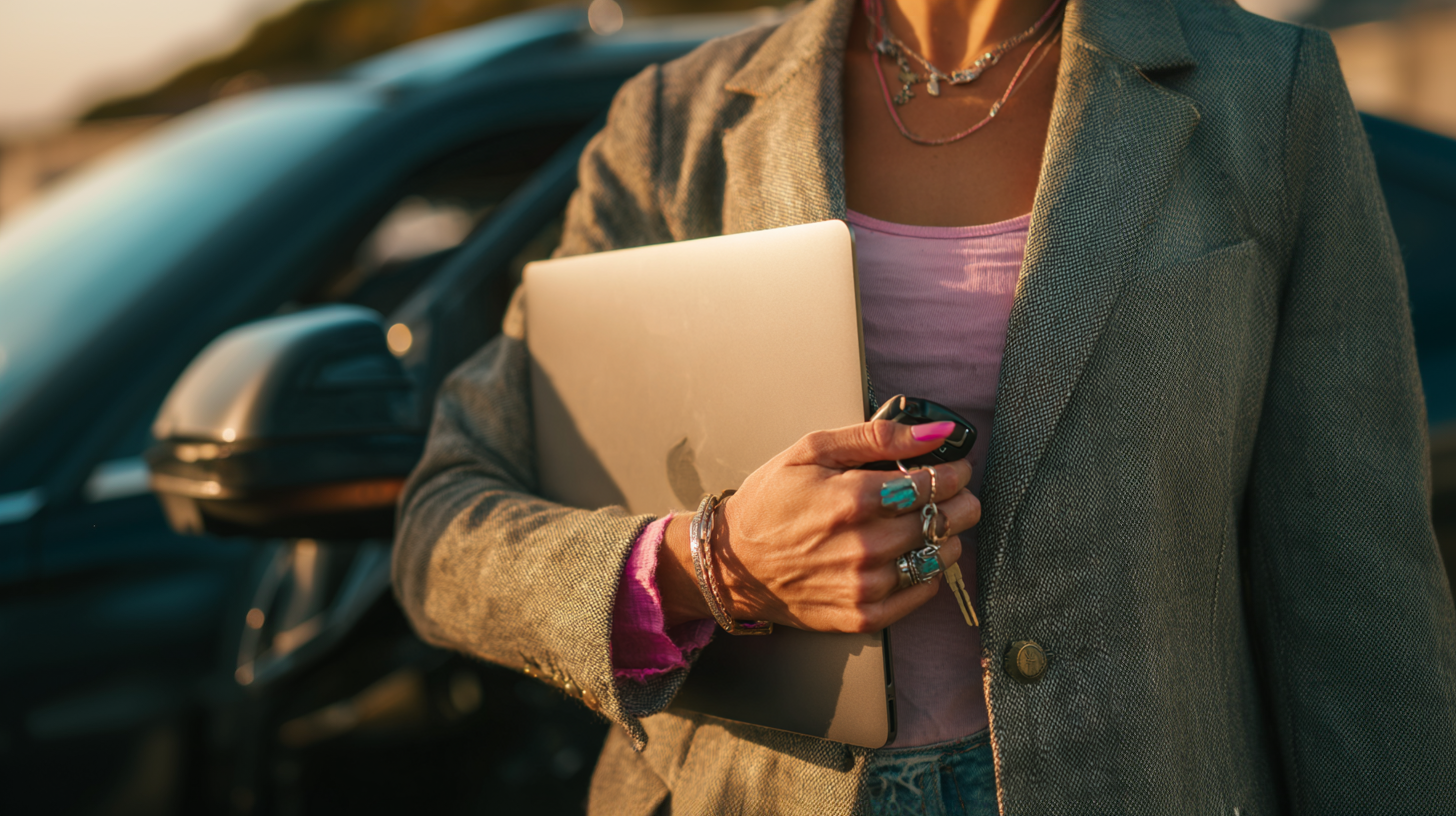 Entrepreneur smiling while handing off tasks to a teammate in a bright office, symbolizing effective delegation and time freedom.